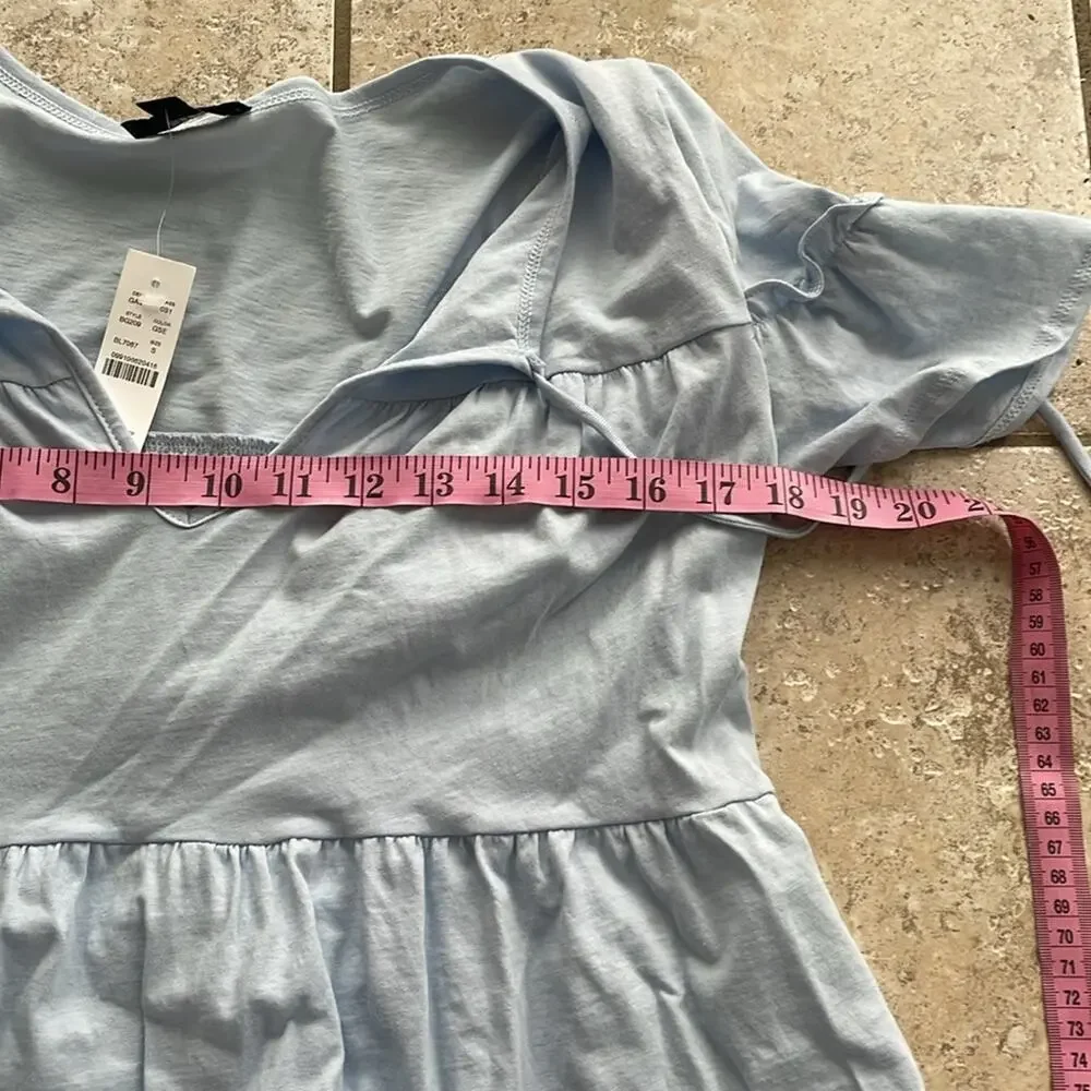 J.Crew Broken-in Jersey Tiered Mini Dress Light Blue